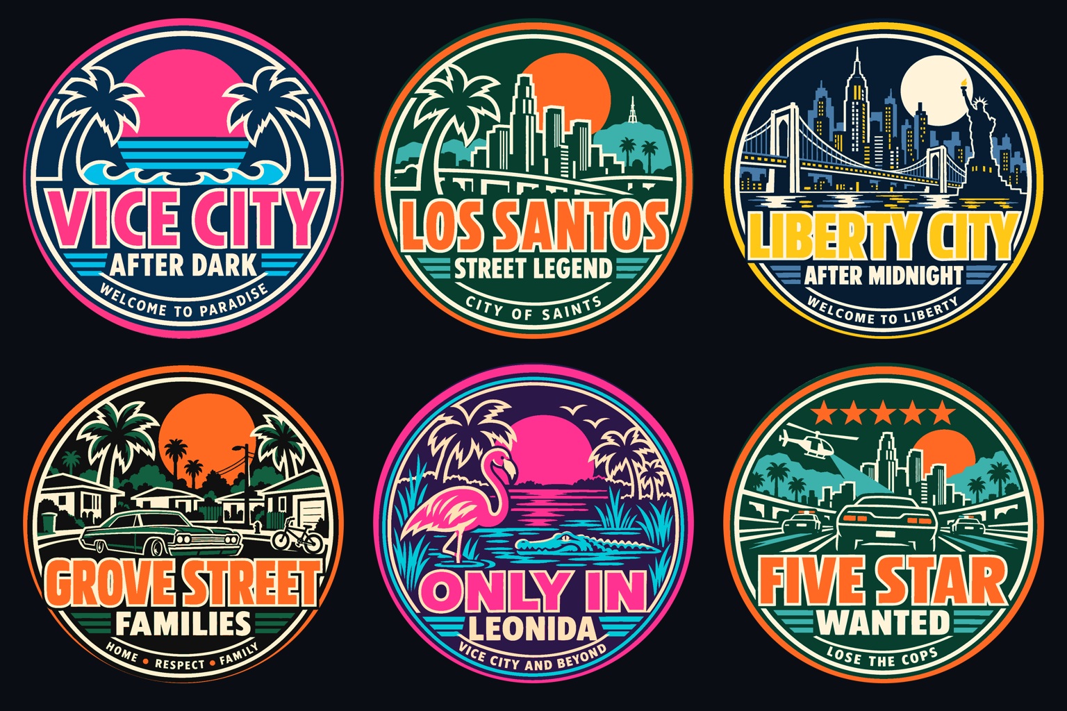 GTA Inspired Drinks Coaster Set of Six