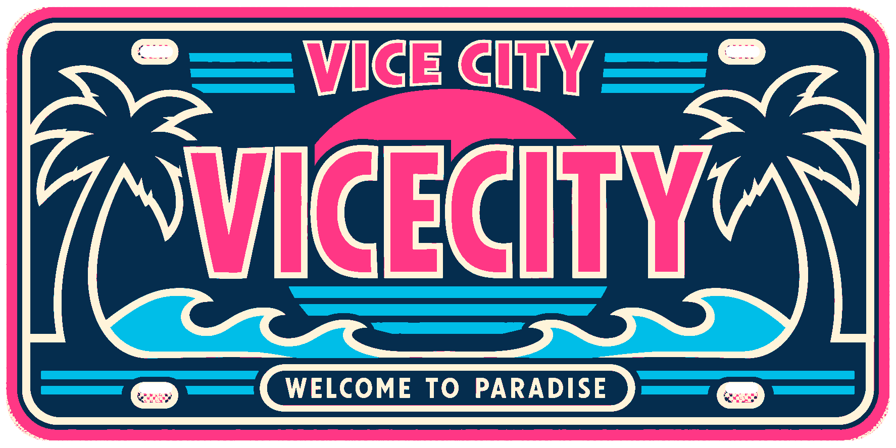 Vice City Inspired Gaming Licence Plate Sign