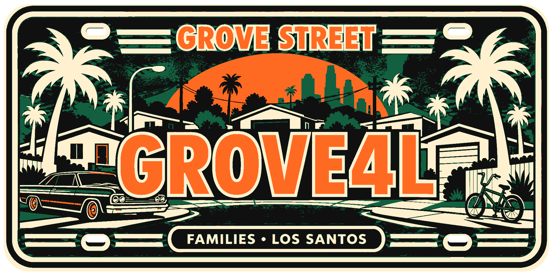 Grove Street Inspired Gaming Licence Plate Sign