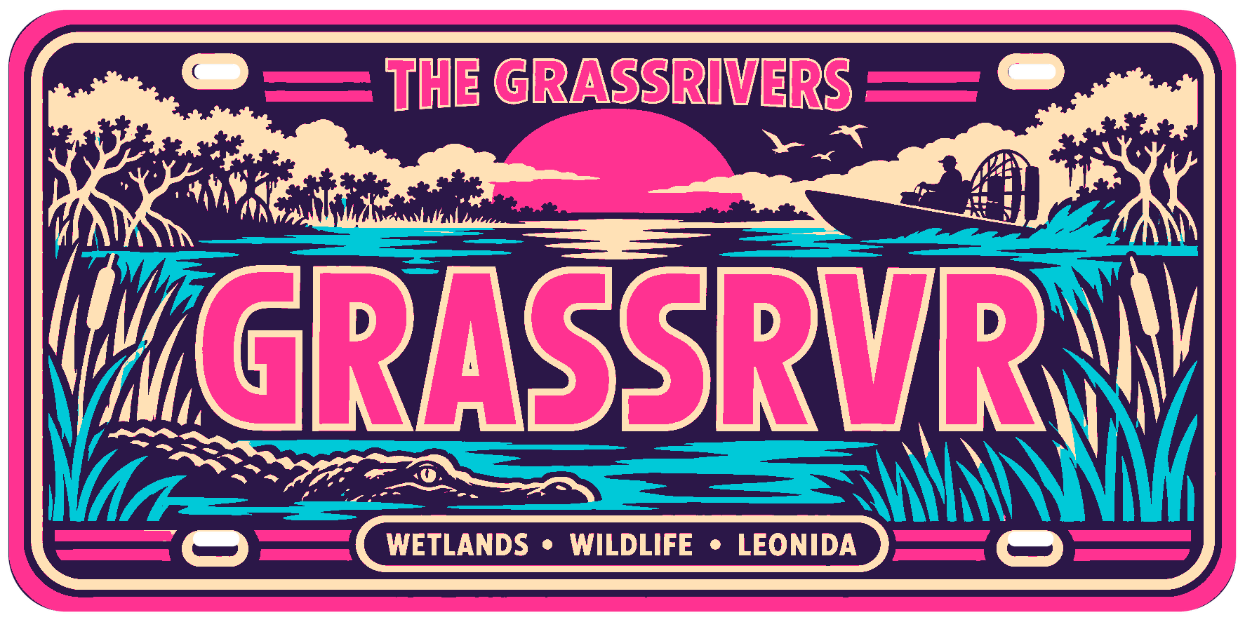 Grassrivers Inspired Gaming Licence Plate Sign