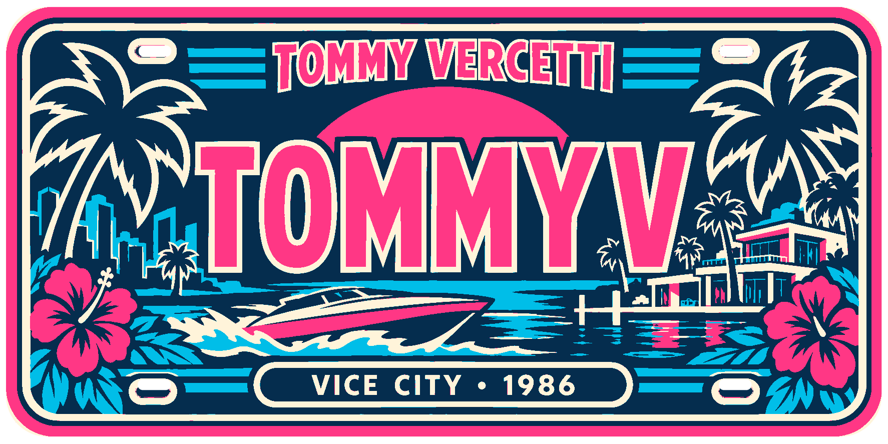 Tommy V Inspired Gaming Licence Plate Sign