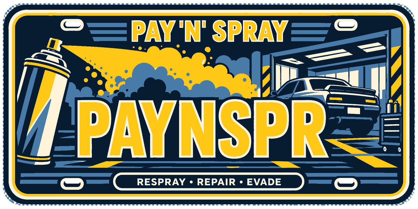 Pay N Spray Inspired Gaming Licence Plate Sign