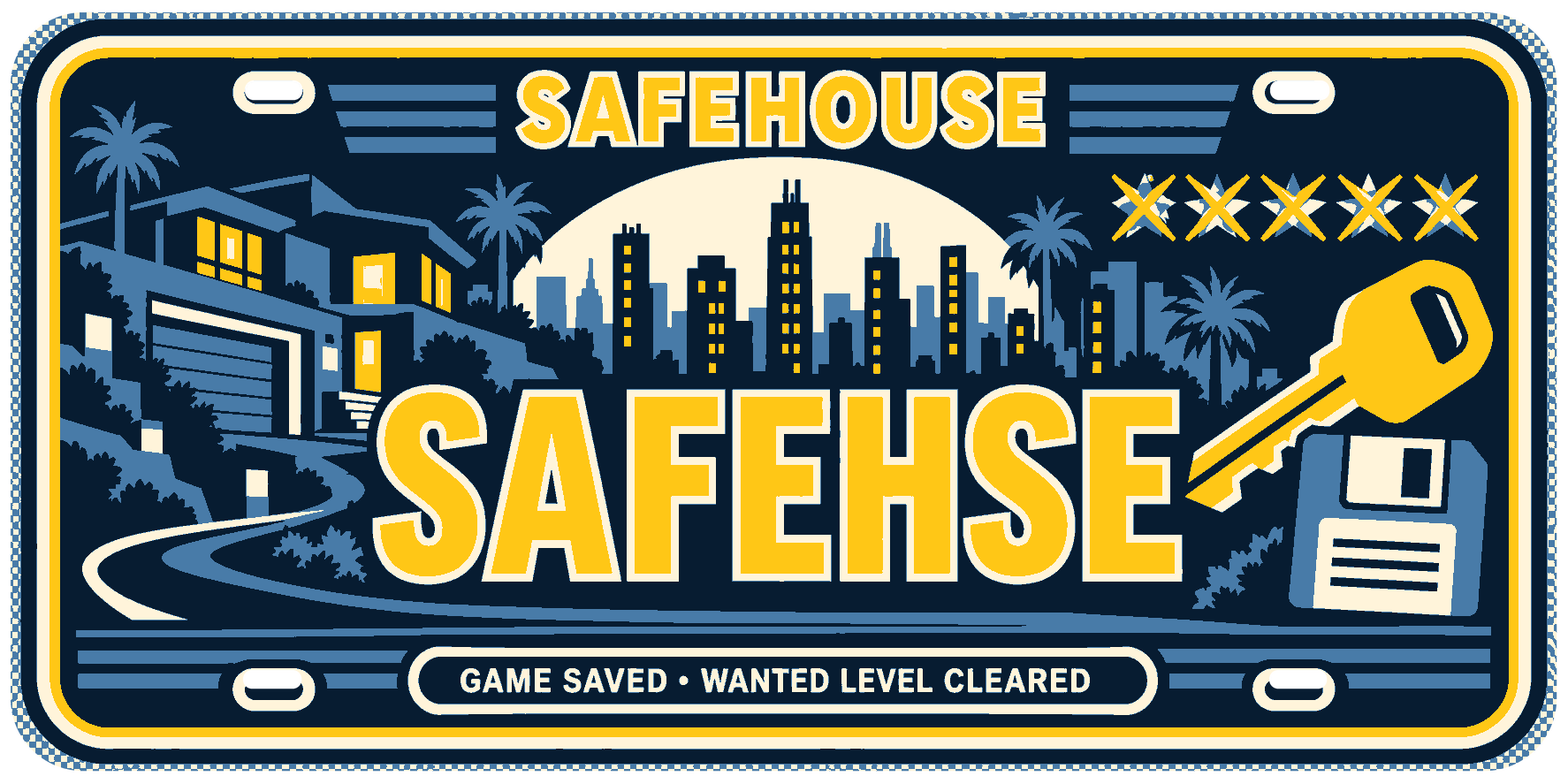 Safehouse Inspired Gaming Licence Plate Sign